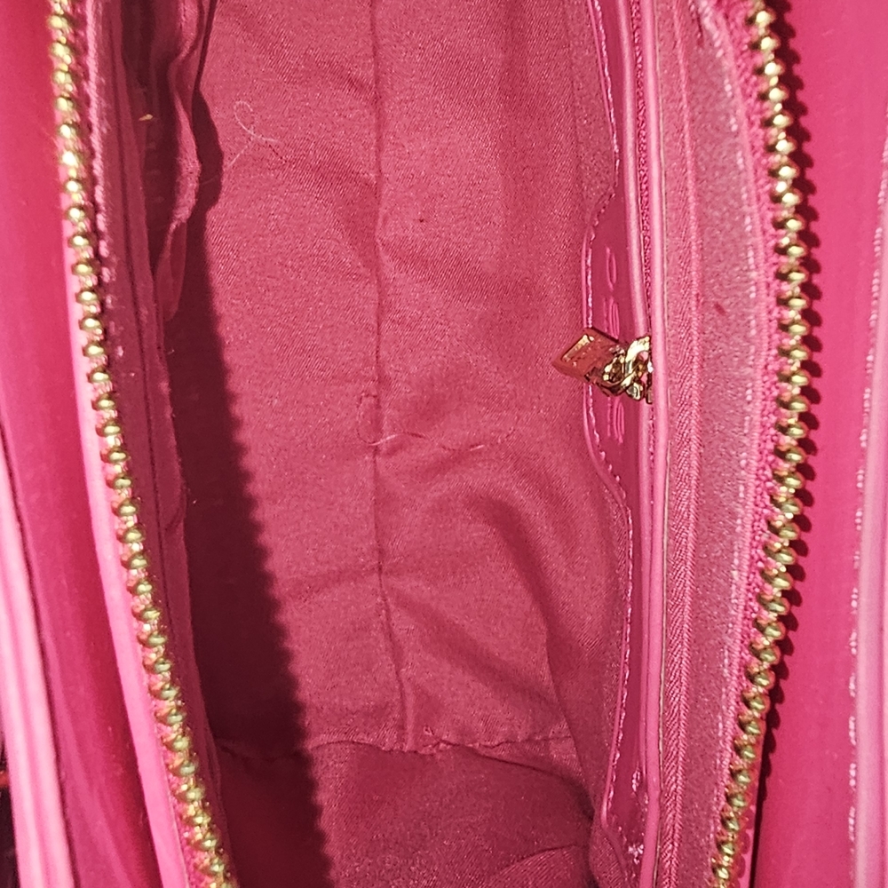 New Bebe Dana Patent leather Fuchsia Pink Satchel/ Crossbody Bag - Picture 10 of 13